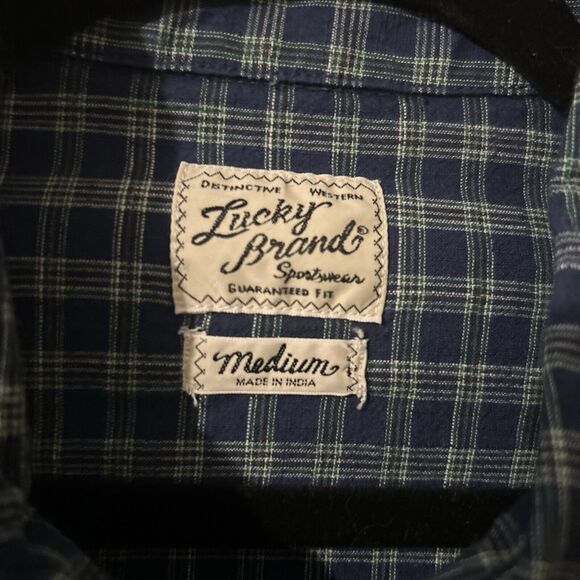 Lucky Brand Western Mens Medium Button Up Plaid Shirts LOT OF 2 Sportswear Prep - Picture 3 of 13